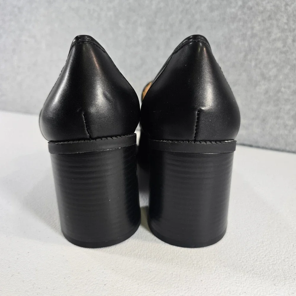 CosyFever Womens Black Heeled Loafers Gold Bit Detail Block Heel Pumps Size 9M